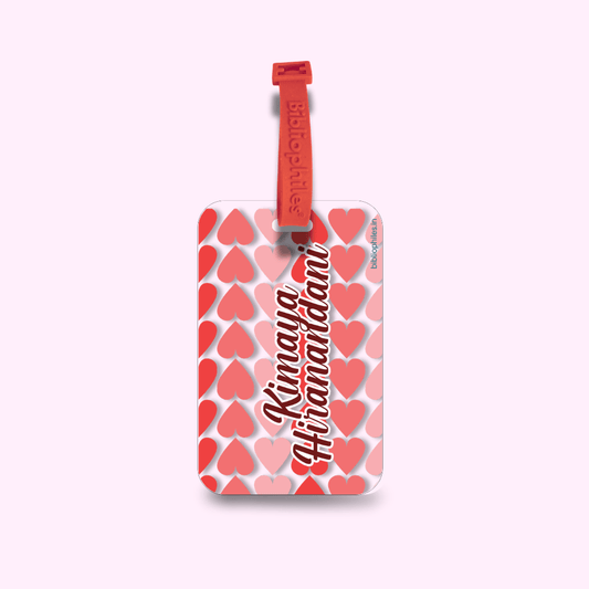 Luggage Tag - Hearts (Transparent Tag) - Bibliophiles
