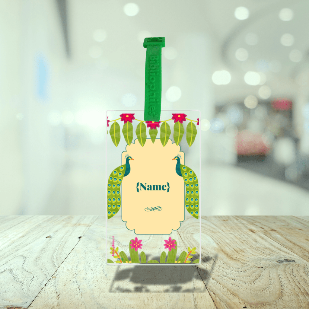 Luggage Tag - Peacock (Transparent Tag) - Bibliophiles