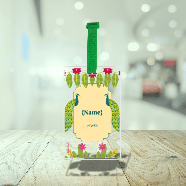 Luggage Tag - Peacock (Transparent Tag) - Bibliophiles