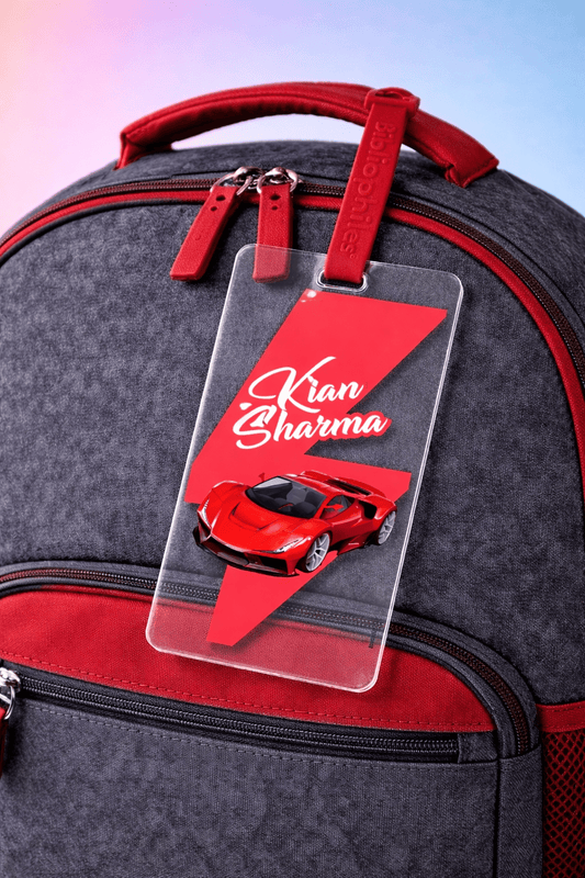 Luggage Tag - Race Car (Transparent Tag) - Bibliophiles