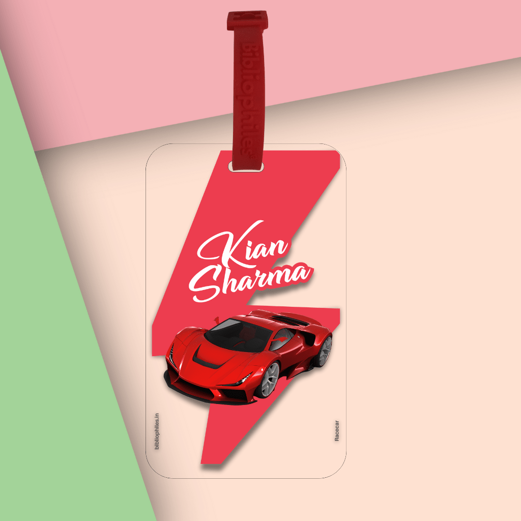 Luggage Tag - Race Car (Transparent Tag) - Bibliophiles