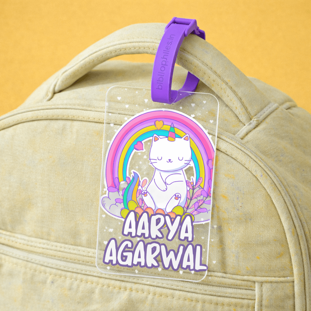 Luggage Tag - Rainbow Cat (Transparent Tag) - Bibliophiles