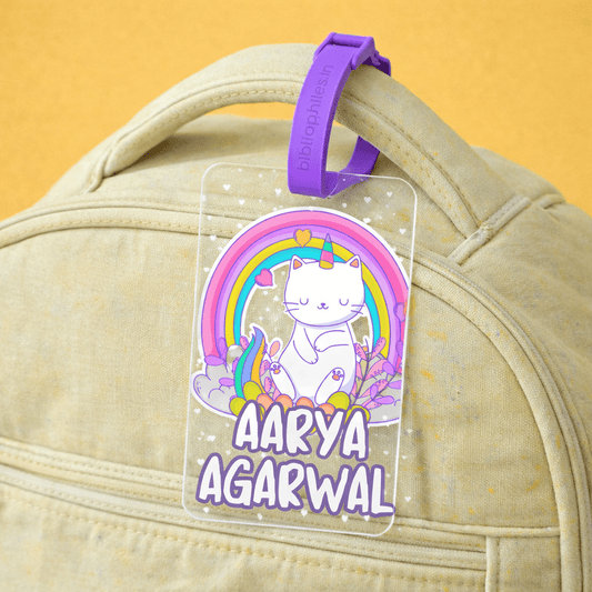 Luggage Tag - Rainbow Cat (Transparent Tag) - Bibliophiles