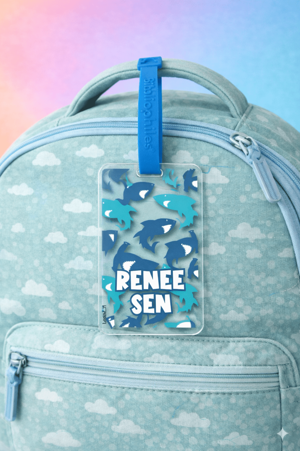 Luggage Tag - Sharks (Transparent Tag) - Bibliophiles
