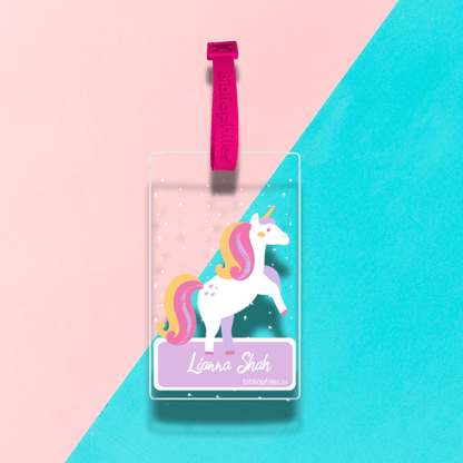 Luggage Tag - Unicorn (Transparent Tag) - Bibliophiles