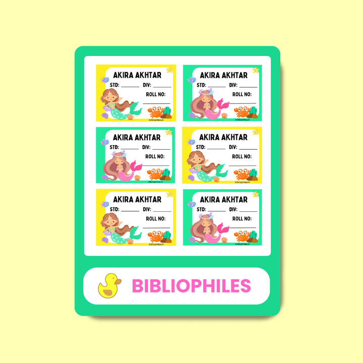 Mermaid Personalised Book Labels - Bibliophiles