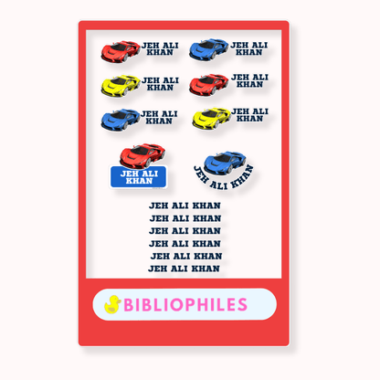 Mix Transparent Labels (Pack of 14 Labels) - Race Car - Bibliophiles