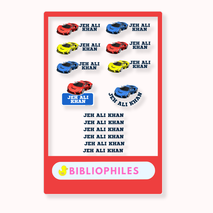 Mix Transparent Labels (Pack of 14 Labels) - Race Car - Bibliophiles