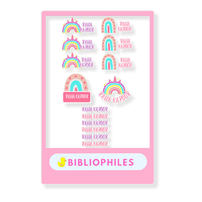 Mix Transparent Labels (Pack of 14 Labels) - Rainbow - Bibliophiles