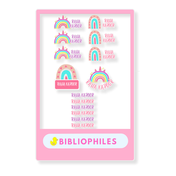 Mix Transparent Labels (Pack of 14 Labels) - Rainbow - Bibliophiles