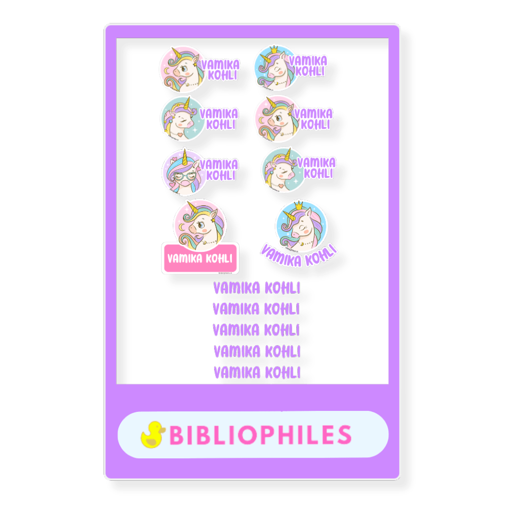Mix Transparent Labels (Pack of 14 Labels) - Unicorn Joy - Bibliophiles