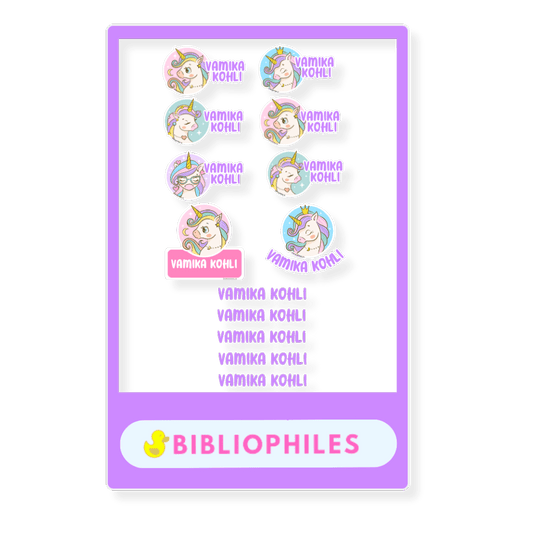 Mix Transparent Labels (Pack of 14 Labels) - Unicorn Joy - Bibliophiles