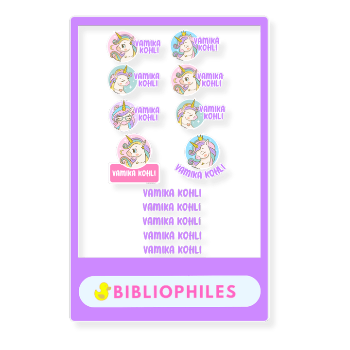 Mix Transparent Labels (Pack of 14 Labels) - Unicorn Joy - Bibliophiles