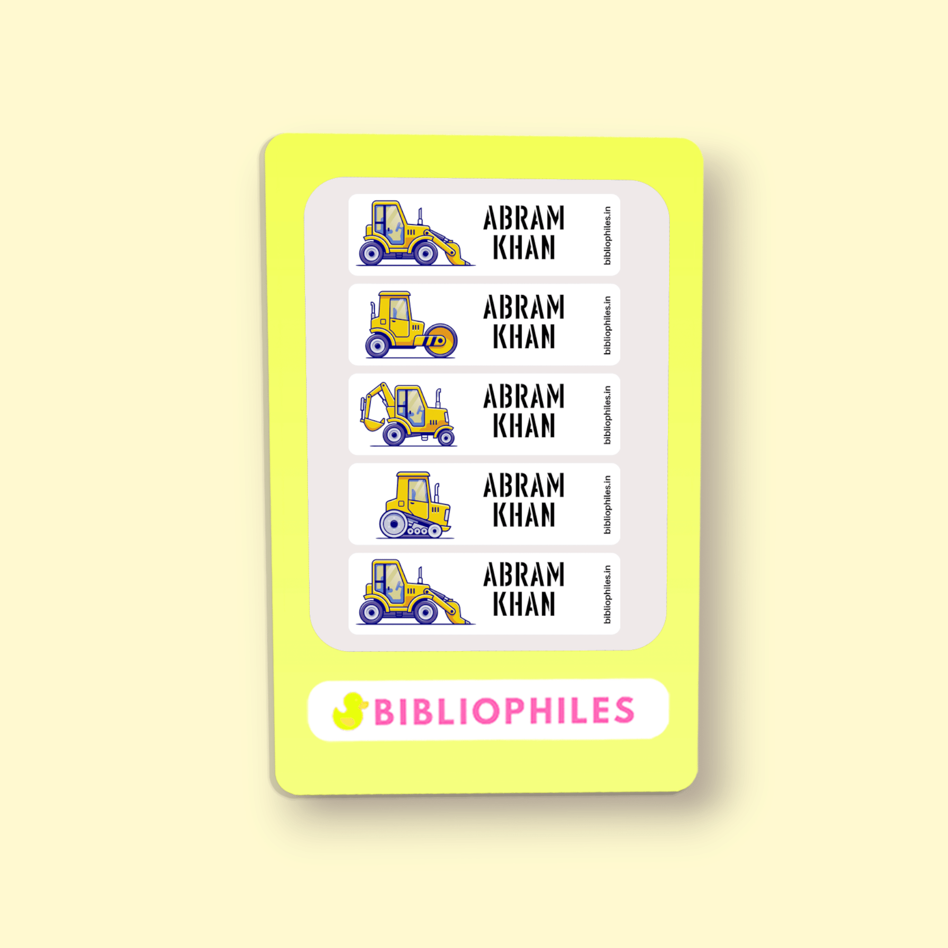 Personalised Clothes Stickers - Construction - Bibliophiles