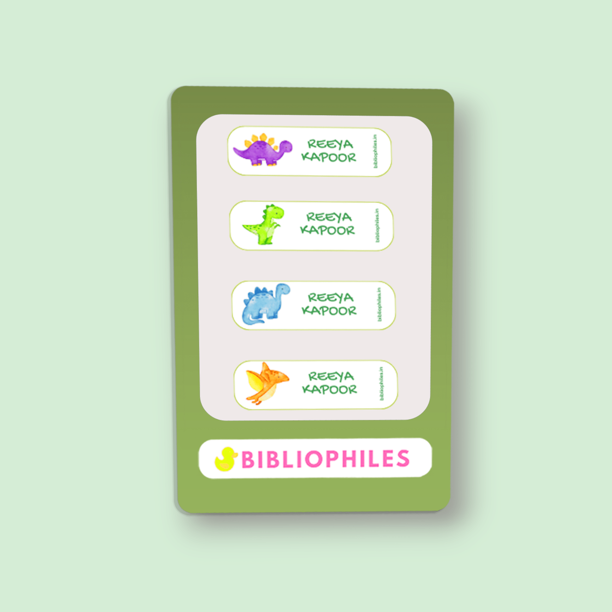 Personalised Clothes Stickers - Dino - Bibliophiles