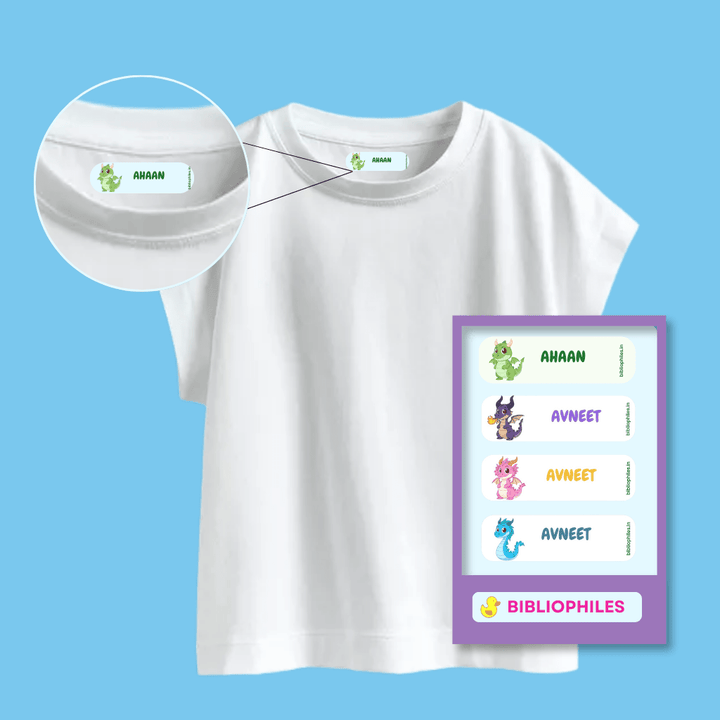 Personalised Clothes Stickers - Dragon - Bibliophiles