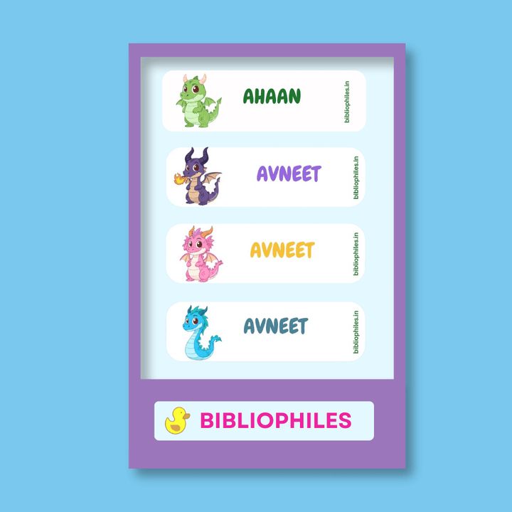 Personalised Clothes Stickers - Dragon - Bibliophiles
