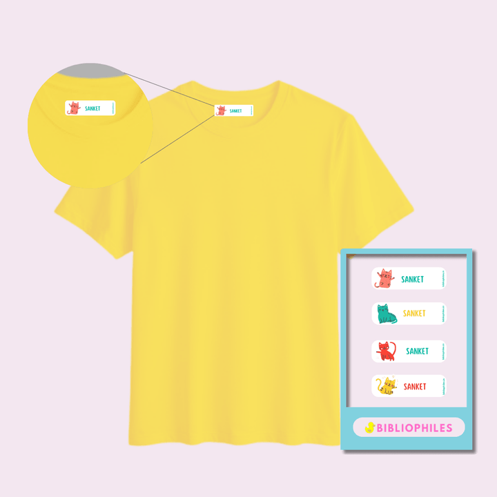 Personalised Clothes Stickers - Kitty Cats - Bibliophiles