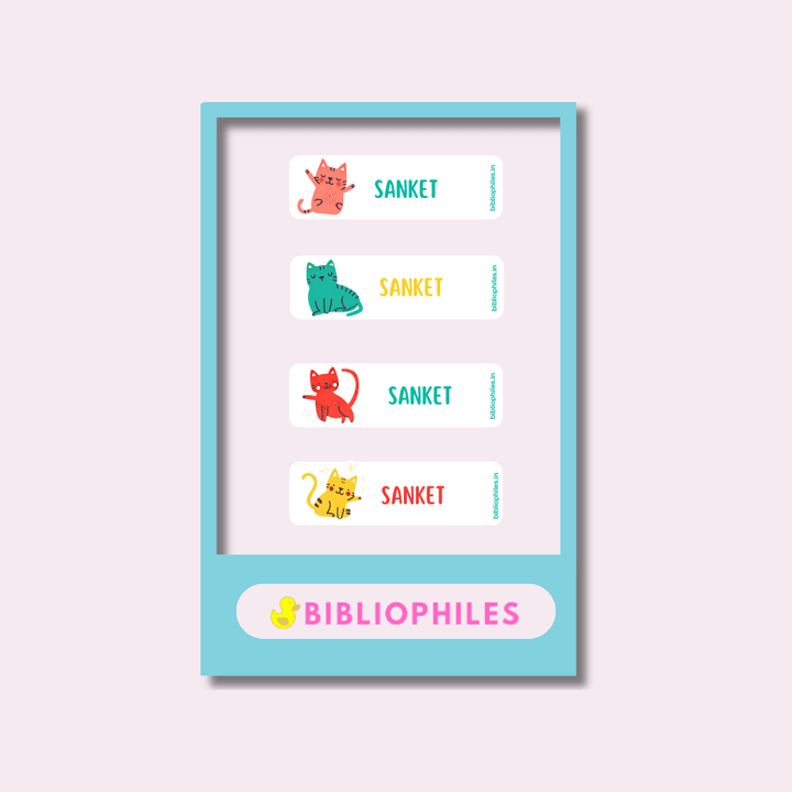 Personalised Clothes Stickers - Kitty Cats - Bibliophiles