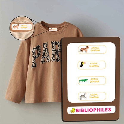 Personalised Clothes Stickers . Wild Animals - Bibliophiles