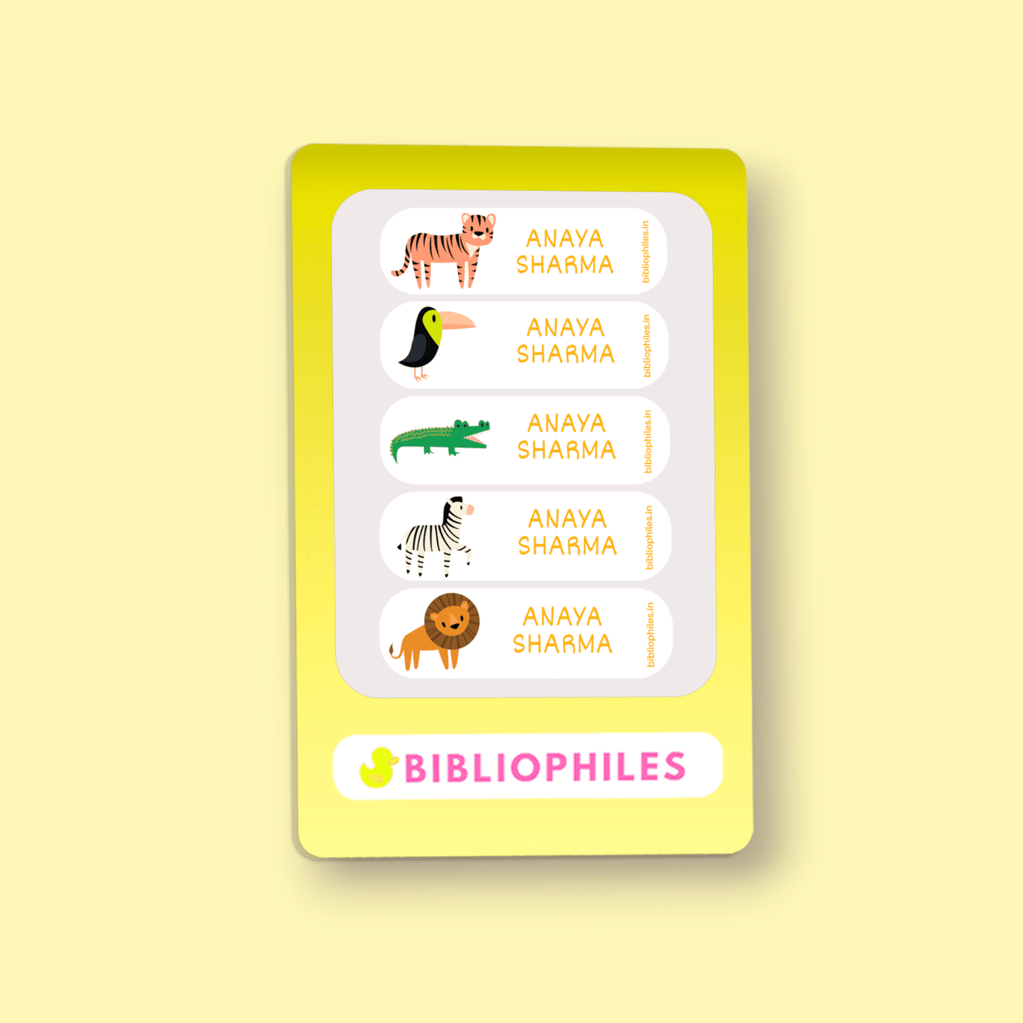 Personalised Clothes Stickers . Wild Animals - Bibliophiles
