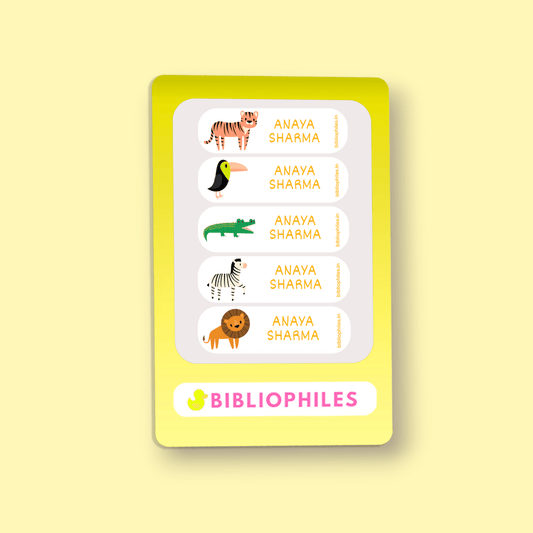 Personalised Clothes Stickers . Wild Animals - Bibliophiles