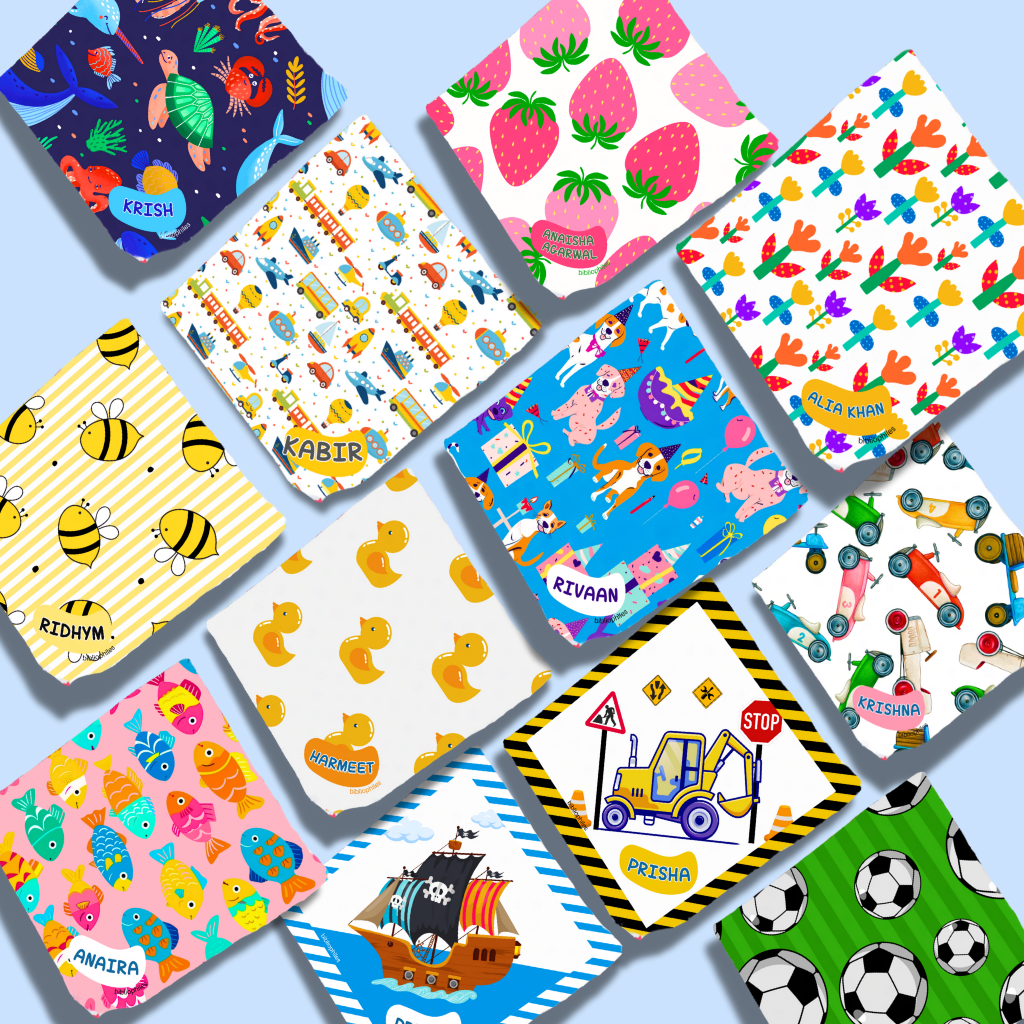 Personalised Muslin Handkerchief Boy Box - Jumbo (Pack of 12) - Bibliophiles