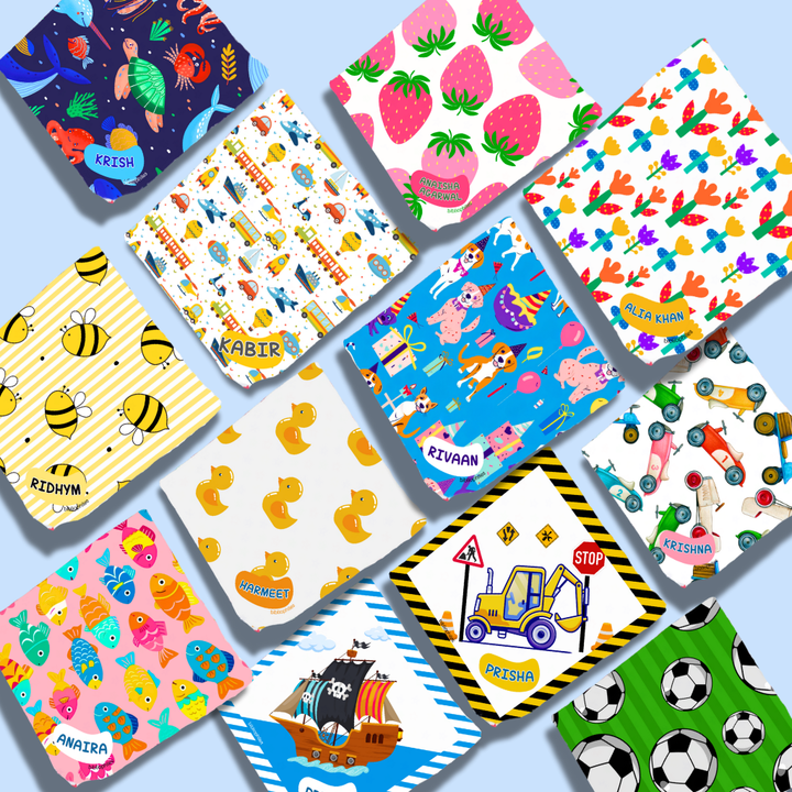 Personalised Muslin Handkerchief Boy Box - Jumbo (Pack of 12) - Bibliophiles