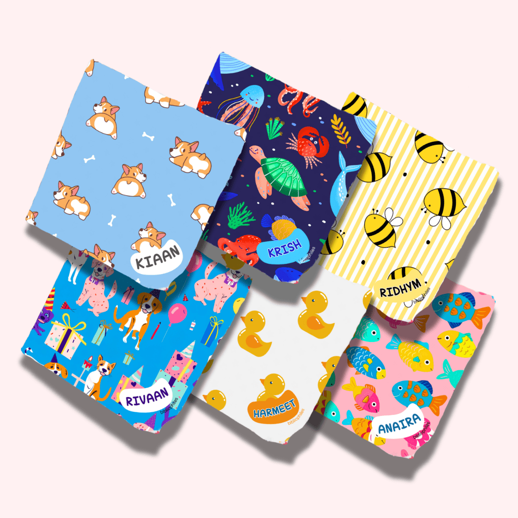 Personalised Muslin Handkerchief Set - My Pets (Pack of 6) with Name Labels - Bibliophiles