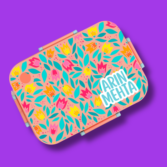 Premium Bento Lunch Box - Flowers Peach