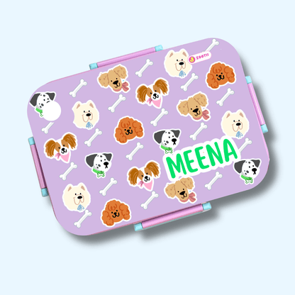Premium Bento Lunch Box - Puppies (Purple) - Bibliophiles