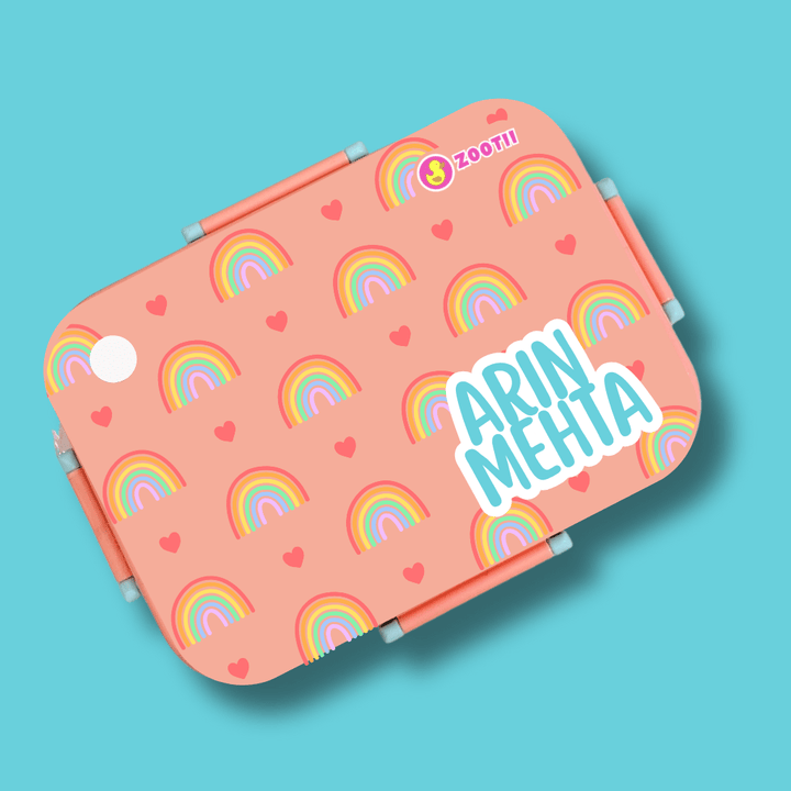 Premium Bento Lunch Box - Rainbow Peach - Bibliophiles