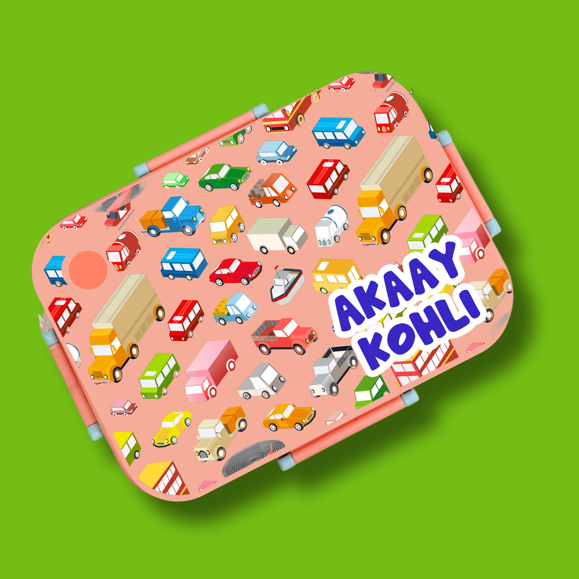 Premium Bento Lunch Box - Vehicles Peach - Bibliophiles