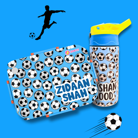 Premium Bento Lunch Box & Water Bottle - Football - Bibliophiles