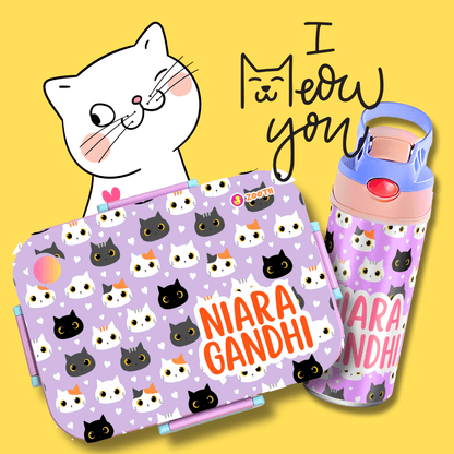 Premium Bento Lunch Box & Water Bottle - Kittens - Bibliophiles