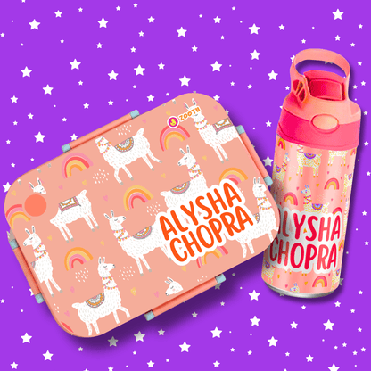 Premium Bento Lunch Box & Water Bottle - llama - Bibliophiles