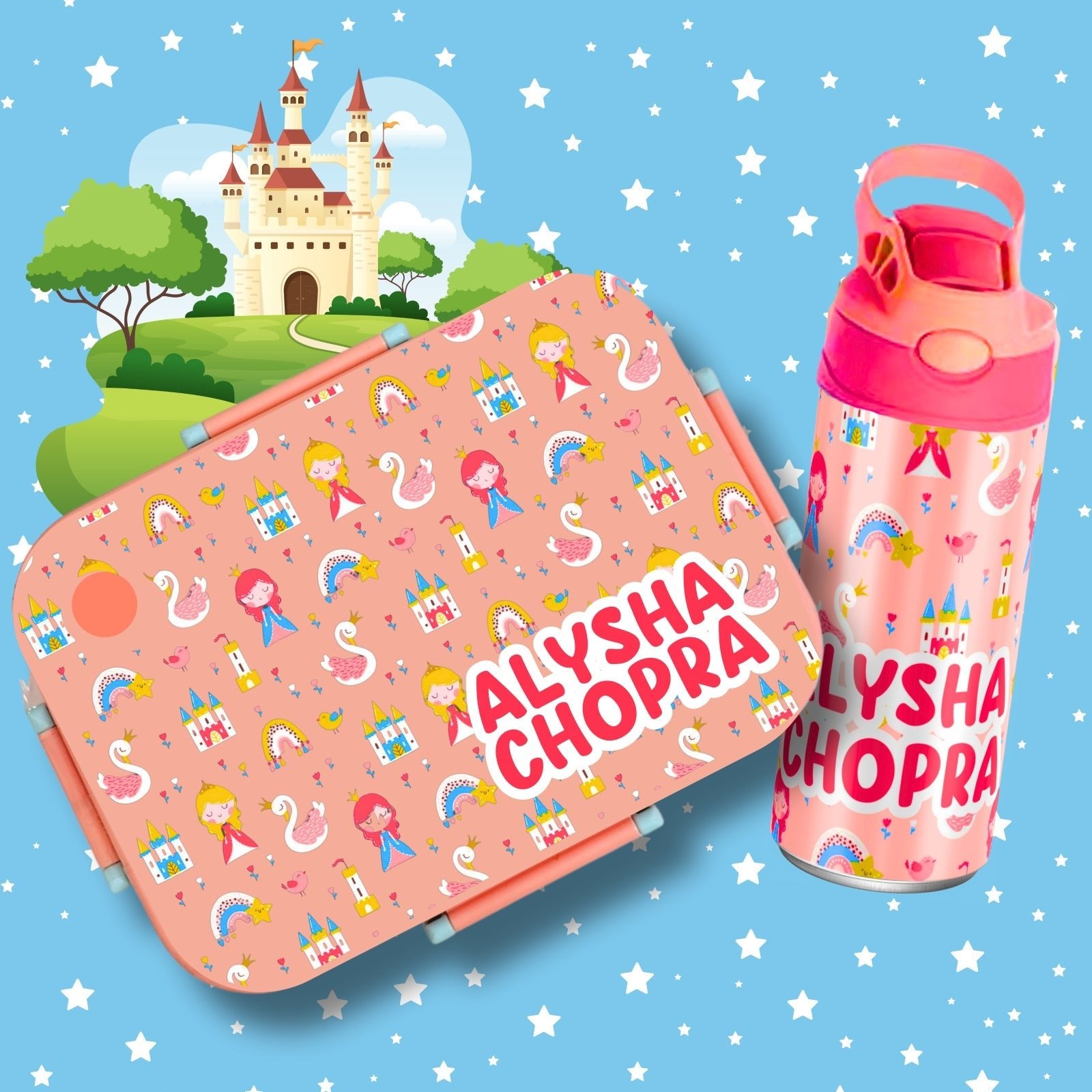 Premium Bento Lunch Box & Water Bottle - Princess - Bibliophiles