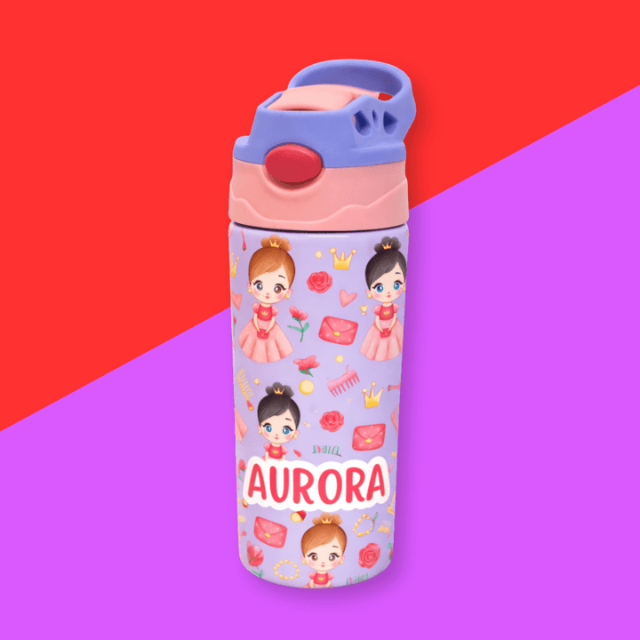 Princess Personalised Water Bottle (Princess - Purple) - Bibliophiles