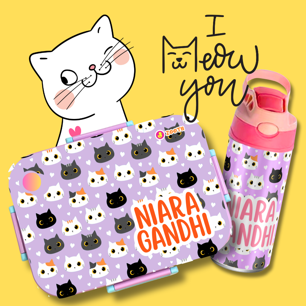 Premium Bento Lunch Box & Water Bottle - Kittens