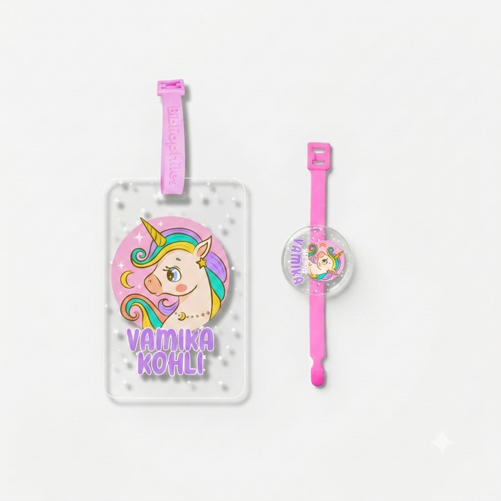 Rakha Bandhan Combo - Baby Unicorn Luggage Tag | Rakhi | Greeting Card