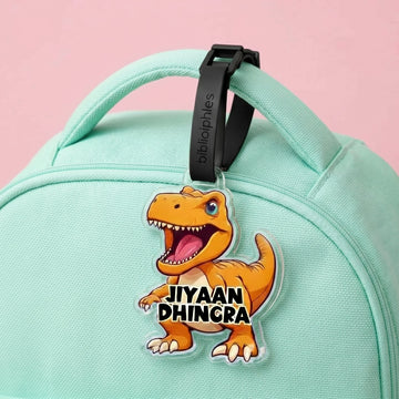 personalised bag tags for kids india dinosaur shape design zootii bibliophiles