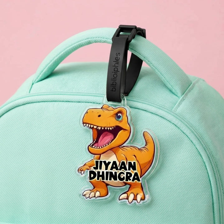 personalised bag tags for kids india dinosaur shape design zootii bibliophiles
