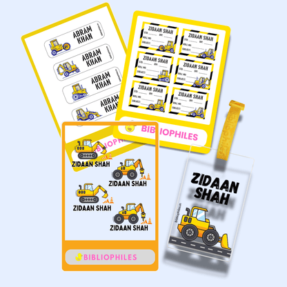 Starting the School Combo - Construction (Transparent Label Bag Tag Cloth Labels Book Labels) - Bibliophiles