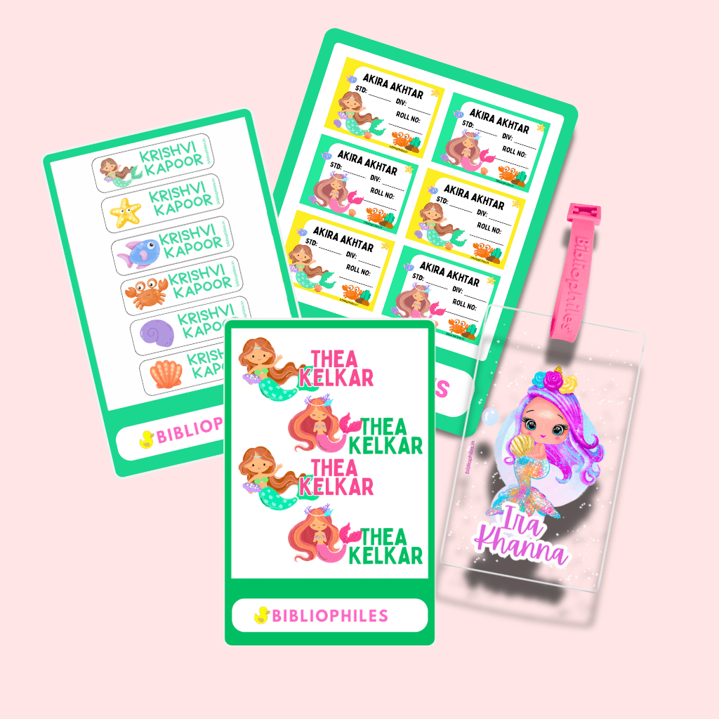 Starting the School Combo - Mermaid (Transparent Label Bag Tag Cloth Labels Book Labels) - Bibliophiles