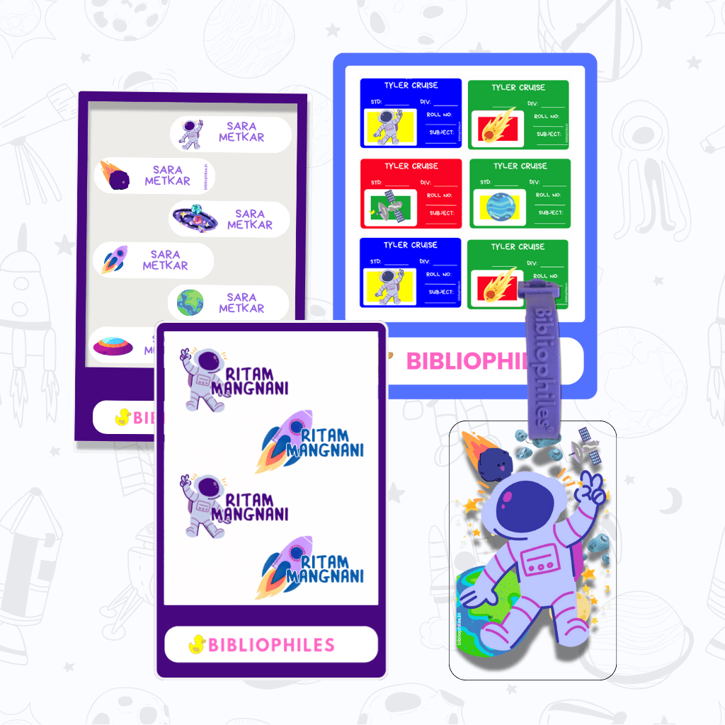 Starting the School Combo - Space (Transparent Labels Bag Tag Cloth Labels Book Labels) - Bibliophiles