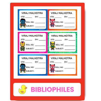Back to School Combo - Superhero Z ( Transparent  Bag Tag  Book Labels)