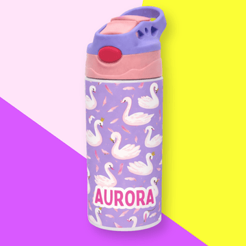 Swans Personalised Water Bottle (Swan - Purple) - Bibliophiles