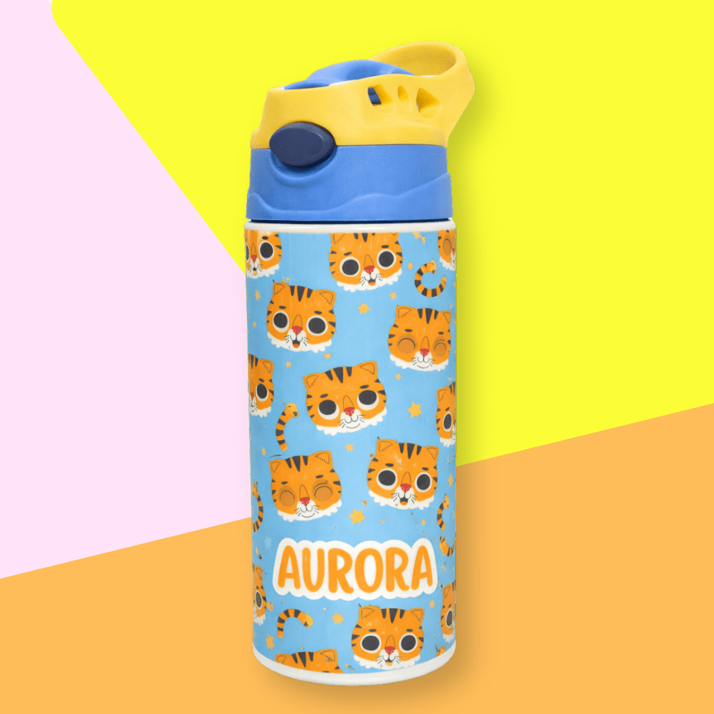 Tiger Personalised Water Bottle (Tiger - Blue) - Bibliophiles