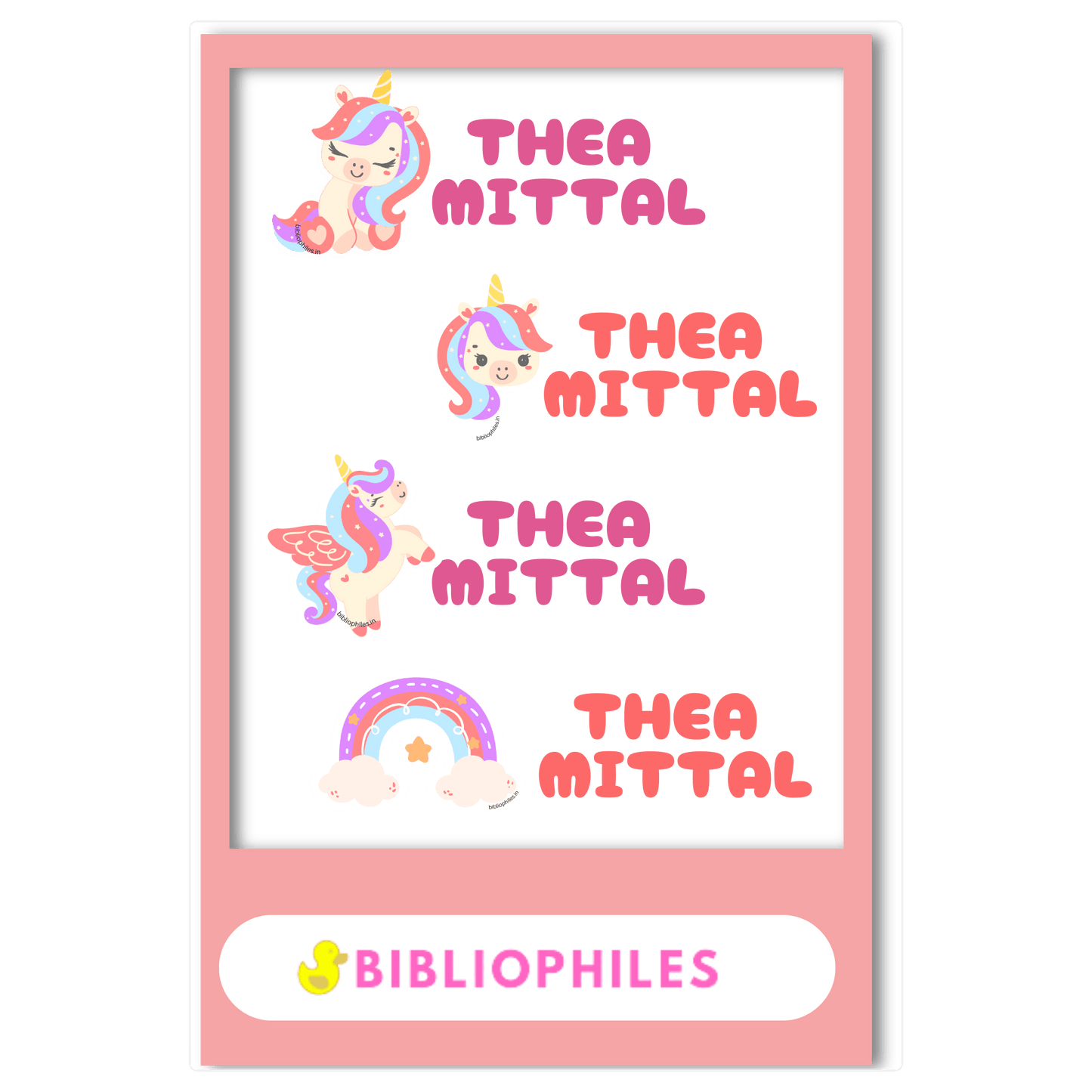 Transparent Labels - Baby Unicorn (Personalised) - Bibliophiles