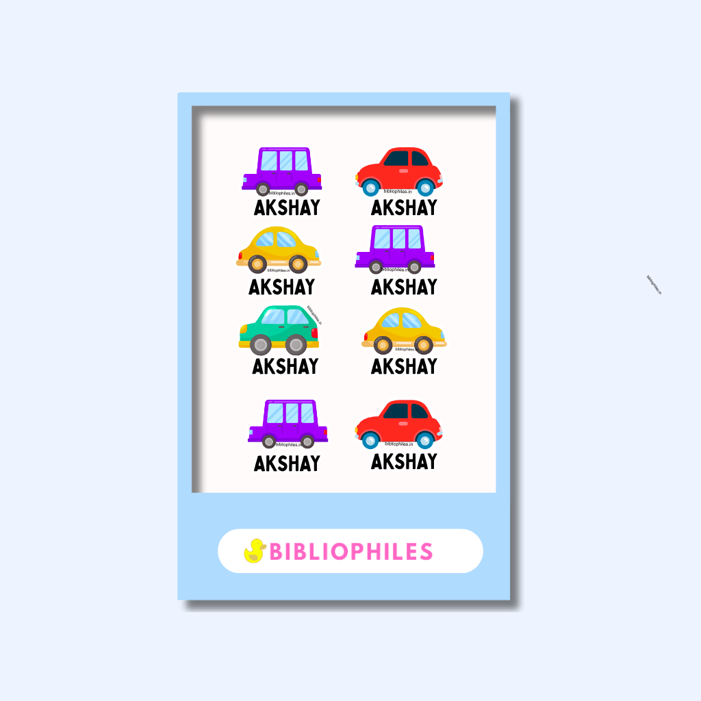 Transparent Labels - Colourful Cars (Personalised) - Bibliophiles
